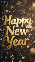 golden happy new year celebration background with sparkling lights