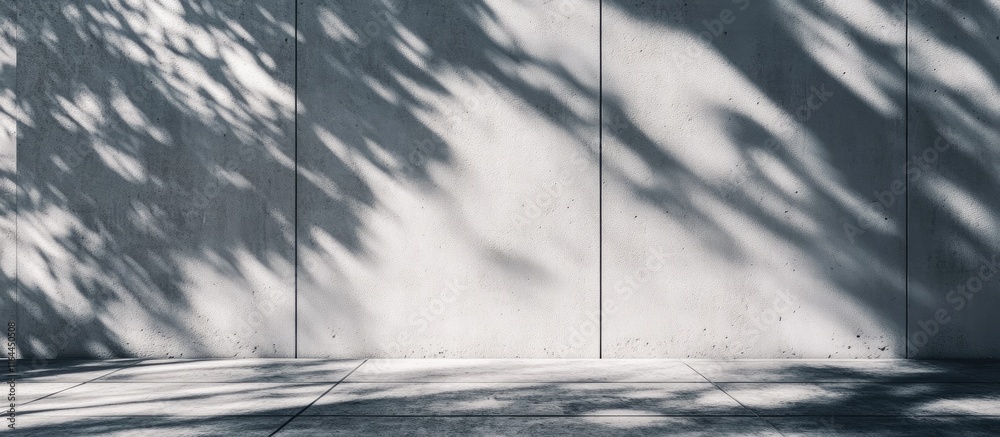 Poster intricate shadows creating minimalistic patterns on a textured cement wall emphasizing light and for