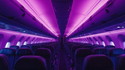 Fototapeta premium Modern Aircraft Interior with Mood Lighting
