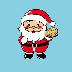 Santa Claus smiles while holding a cookie 3