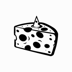 black and white drawing of a piece of cheese 3