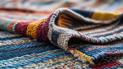 Fototapeta premium Close up of intricate textile patterns highlighting stitching and thread art ideal for home decor and interior design inspiration.