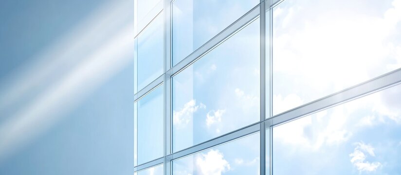Fototapeta Dusty cloudy window glass reflecting sunlight emphasizing the importance of regular cleaning for clear visibility and light penetration