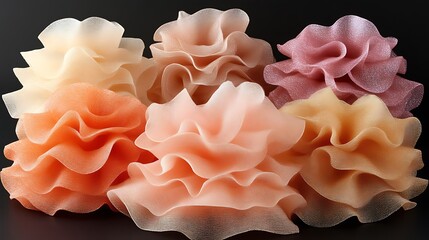 Textured Fabric Flowers in Varied Peach Tones