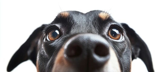 Curious puppy close up capturing adorable expressions ideal for pet themed marketing and creative projects.