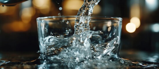 Close up of clean water being poured into a glass highlighting purity and quality for assessing drinking water standards