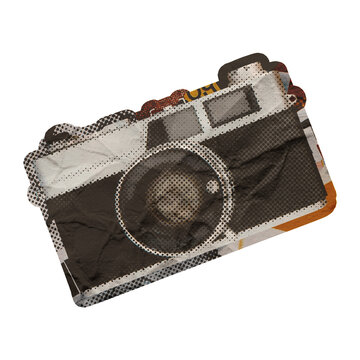 Template Retro Camera Collage Art Design Element