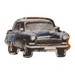 Template Classic Car Collage Art Design Element