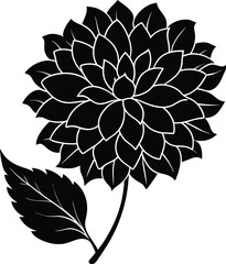 Black silhouette of Dahlia vector illustration