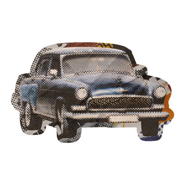 Template Classic Car Collage Art Design Element