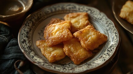 Traditional Indonesian Cireng snack served on an artistic plate showcasing crispy texture and golden color, perfect for food enthusiasts.