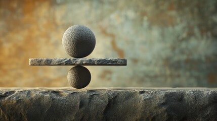 Conceptual balance illustrated by a hovering sphere on a textured surface representing equilibrium and harmony in design and nature.