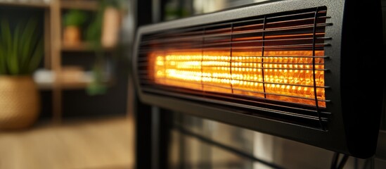 Modern infrared heater designed for efficient space heating in a stylish loft setting with warm glowing elements showcasing its functionality