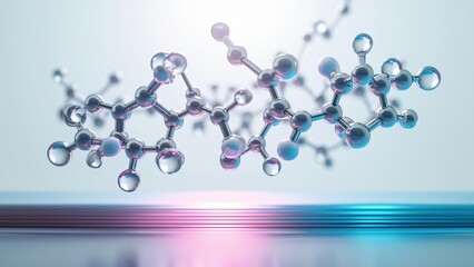 Abstract 3D Molecular Structure, Chrome Atoms Bonds Science Technology