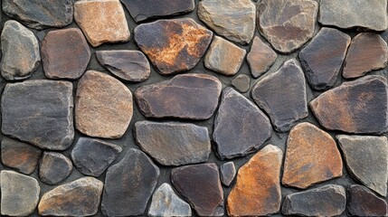 Fototapeta premium Textured cobblestone pavement with a variety of stone shapes and colors ideal for abstract backgrounds and design applications