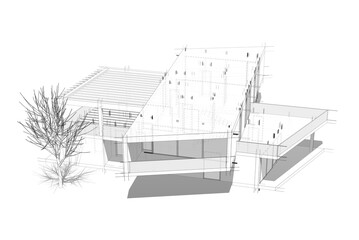 House building sketch architecture 3d rendering