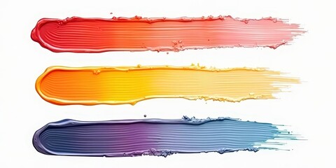 Obraz premium Vibrant Color Swatches: Three gradient paint strokes in warm and cool tones. Perfect for design projects, websites, and branding.