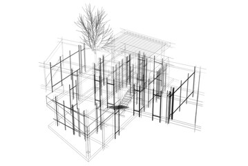 abstract 3d rendered illustration of a building