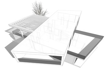 House building sketch architecture 3d rendering