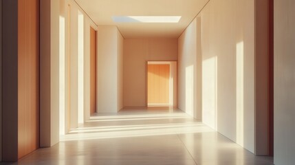 Obraz premium Bright and minimalistic hallway featuring natural light in a modern architectural space