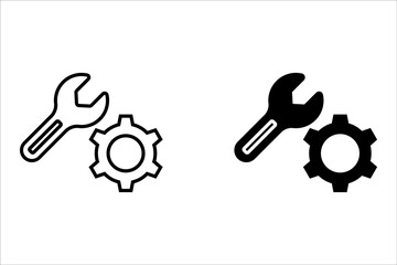 Illustration of repair tools icon set. tool marks and symbols. settings icon. Wrench. Serve