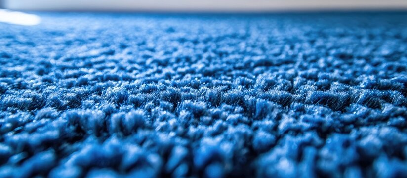 Textured blue carpet close up showcasing fibers and patterns perfect for interior design inspiration and flooring project ideas