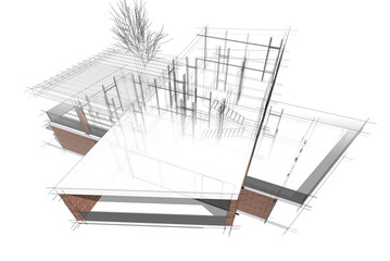 House building sketch architecture 3d rendering