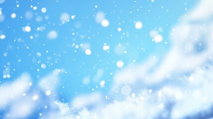 Fototapeta premium Winter wonderland snowfall over blue sky nature scene calm atmosphere aerial view