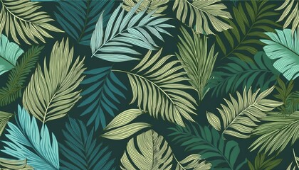 tropical palm leaves jungle leaves seamless  floral pattern background