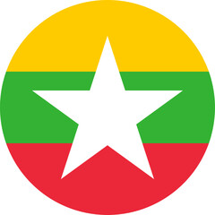 Myanmar Circle Flag, Circle Flag of Myanmar, Vector Images