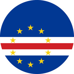 Cape Verde Circle Flag, Circle Flag of Cape Verde, Vector Images