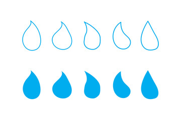 Hand drawn doodle water drop. Water drops icons