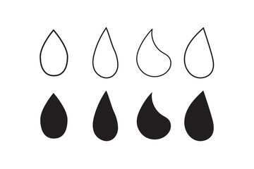 Set of Water drop icon collection. Flat droplet symbol. Vector Illustration.