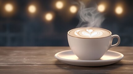 Obraz premium a beautifully styled latte with intricate foam art, steam gently wafting up