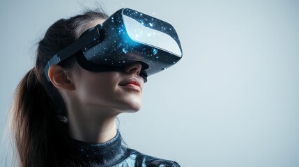 Futuristic Virtual Reality Experience with Bright Light