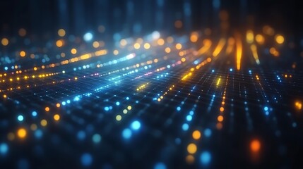 Abstract Digital Network Glowing Lightscape