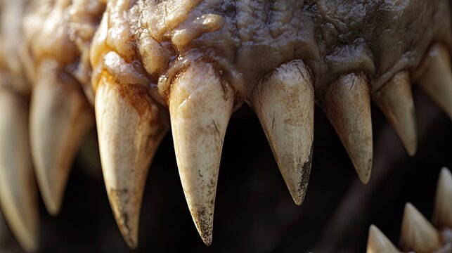 Closeup of monstrous creature teeth showing detail and texture