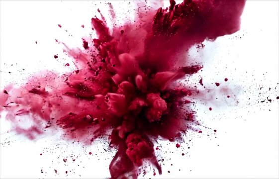 Maroon brown paint explosion abstract background. Coloured cloud on white. Colorful splash dust explode