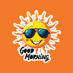 Good morning icon comic style steaker
