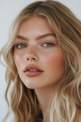 Naklejka premium Closeup Portrait of a Beautiful Woman Model with Healthy, Glowing Skin Care