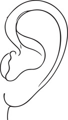 Obraz premium Ear Outline in Minimalist Style. Clean White Background