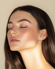 Fototapeta premium Closeup Portrait of a Beautiful Woman Model with Healthy, Glowing Skin Care