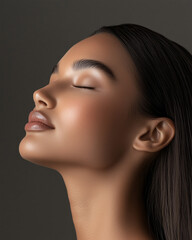 Fototapeta premium Closeup Portrait of a Beautiful Woman Model with Healthy, Glowing Skin Care