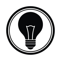 Bulb in Circle Vector Line Art - Outline & Drawing Vector Design