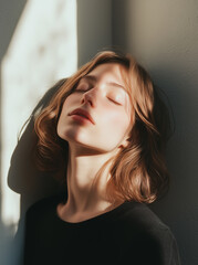 Fototapeta premium Closeup Portrait of a Beautiful Woman Model with Healthy, Glowing Skin Care