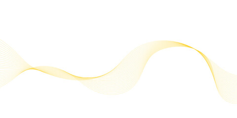 Abstract golden or yellow wave and curve lines background. Abstract frequency sound wave technology and science background. Wavy banner, template design