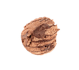 Melted chocolate ice cream isolated, real melting cocoa icecream drops, chocolate ice stain