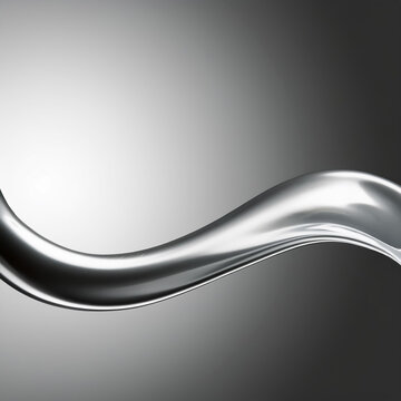 Sinuous wave of liquid silver floating in the ether 
