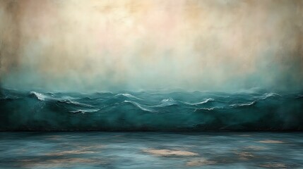 Naklejka premium Abstract Seascape Painting with Textured Background