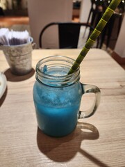 Glass of blue lemonade